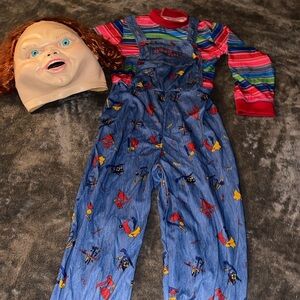 Boys Chucky costume with full pull-on mask. L/XL